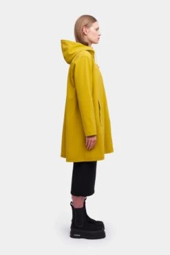 Stutterheim MOSEBACKE RAIN JACKET MATTE GOLD -Fashion Clothing Store 663 503c56cce7 mosebacke gold suede woman hires 2 zoom