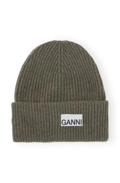 Ganni LIGHT STRUCTURED RIB KNIT BEANIE