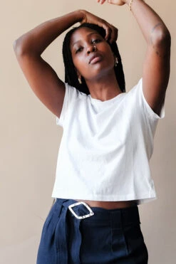 AGOLDE ADINE SHRUNKEN TEE -Fashion Clothing Store Adine shrunken tee white washed black Agolde Pipe and Row