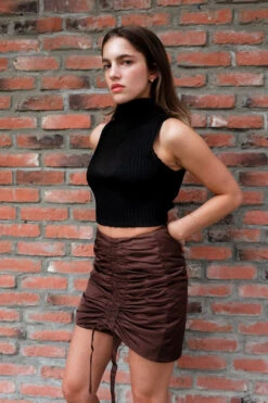 Ganni NYLON RUCHED MINI SKIRT -Fashion Clothing Store DSCF0198