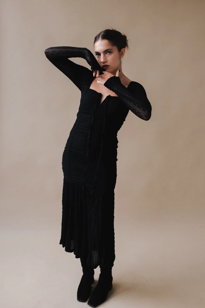 Ganni STRETCH LACE GATHERING MIDI DRESS 4 Ganni STRETCH LACE GATHERING MIDI DRESS - Image 2