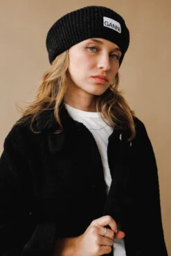 Ganni STRUCTURED RIB BERET PHANTOM -Fashion Clothing Store DSCF3883