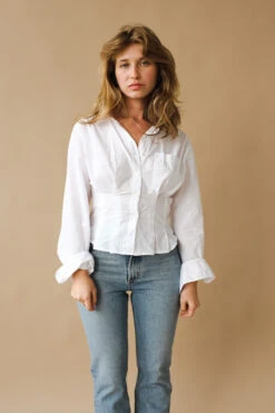 CITIZENS OF HUMANITY FRANCIS CORSET SHIRT WHITE -Fashion Clothing Store DSCF3920