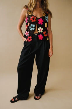 Ganni DRAPEY MELANGE LOOSE MID WAIST PLEAT PANTS