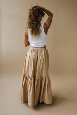 Ganni COTTON POPLIN MAXI FLOUNCE SKIRT -Fashion Clothing Store DSCF5488