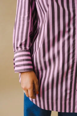 Ganni STRIPE COTTON OVERSIZE RAGLAN SHIRT -Fashion Clothing Store DSCF5529