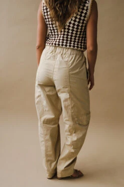 Ganni WASHED COTTON CANVAS ELASTICATED CURVE PANTS -Fashion Clothing Store DSCF6114