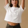 RELAXED SHORT SLEEVE CROP TEE BONE -Fashion Clothing Store DSCF6329
