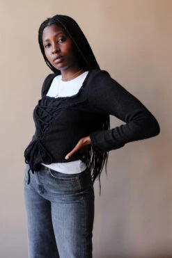 DORETA TOP -Fashion Clothing Store DoretaknitcorsettopblackTach pipeandrowDSCF9474