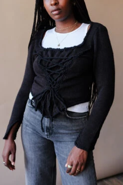 DORETA TOP -Fashion Clothing Store DoretaknitcorsettopblackTach pipeandrowDSCF9479