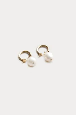 PEARL HOOP EARRINGS GOLD -Fashion Clothing Store E SMALLPEARLHOOP G