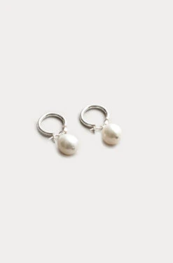 PEARL HOOP EARRINGS GOLD -Fashion Clothing Store E SMALLPEARLHOOP S