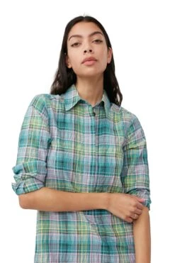 Ganni SEERSUCKER CHECK SHIRT DRESS 18 Ganni SEERSUCKER CHECK SHIRT DRESS -Fashion Clothing Store F7853 759 4