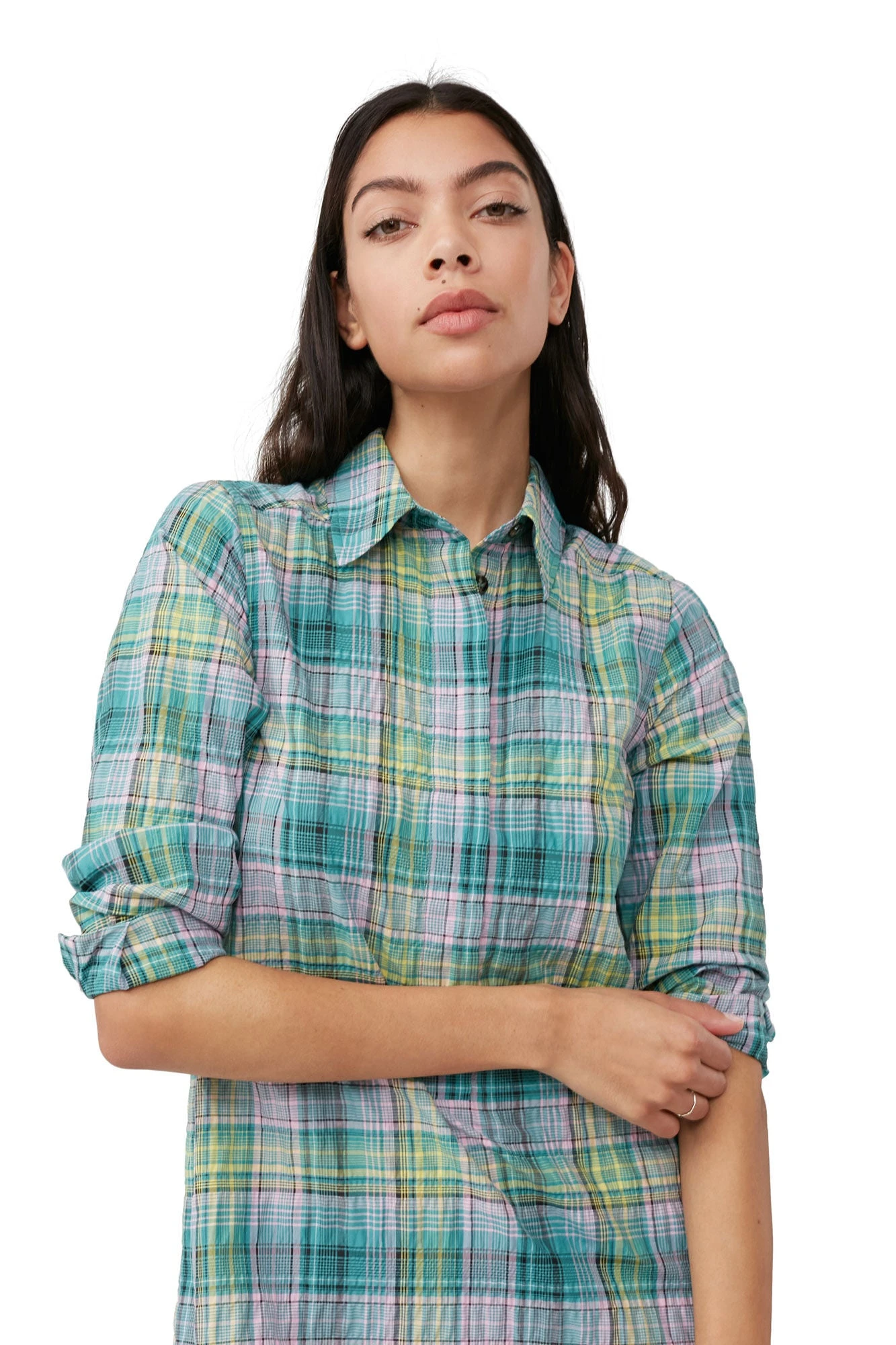 Ganni SEERSUCKER CHECK SHIRT DRESS 9 Ganni SEERSUCKER CHECK SHIRT DRESS - Image 7