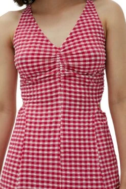 Ganni STRETCH SEERSUCKER MAXI DRESS 17 Ganni STRETCH SEERSUCKER MAXI DRESS -Fashion Clothing Store F7866 487 7