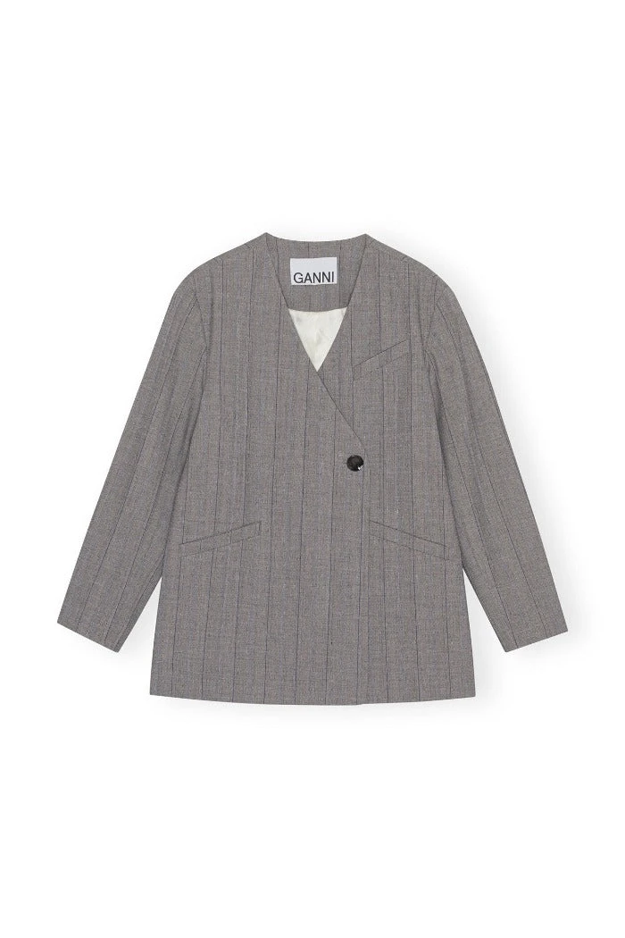 Ganni HERRINGBONE SUITING BOXY BLAZER 4 Ganni HERRINGBONE SUITING BOXY BLAZER - Image 2