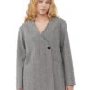 Ganni HERRINGBONE SUITING BOXY BLAZER 1 Ganni HERRINGBONE SUITING BOXY BLAZER -Fashion Clothing Store F8225 523 4
