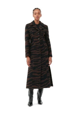 Ganni WOOL JACQUARD FITTED COAT