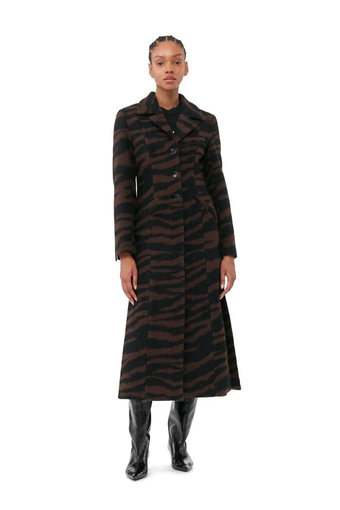 Ganni WOOL JACQUARD FITTED COAT 3 Ganni WOOL JACQUARD FITTED COAT