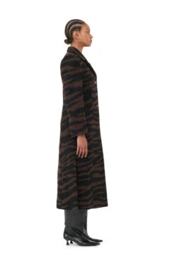 Ganni WOOL JACQUARD FITTED COAT 11 Ganni WOOL JACQUARD FITTED COAT -Fashion Clothing Store F8362 099 2