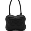 Ganni BUTTERFLY TOP HANDLE -Fashion Clothing Store Ganni Butterfly top handle handbag zip black recycled leather blend Pipe and Row