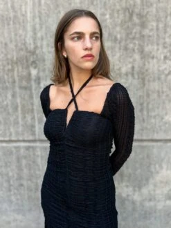 Ganni STRETCH LACE GATHERING MIDI DRESS 21 Ganni STRETCH LACE GATHERING MIDI DRESS -Fashion Clothing Store IMG 5409 jpg