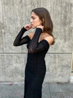 Ganni STRETCH LACE GATHERING MIDI DRESS 25 Ganni STRETCH LACE GATHERING MIDI DRESS -Fashion Clothing Store IMG 5414 jpg