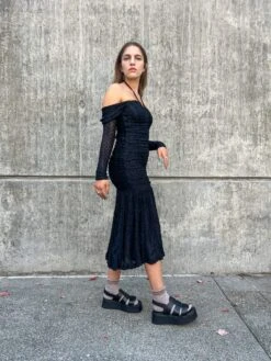 Ganni STRETCH LACE GATHERING MIDI DRESS 24 Ganni STRETCH LACE GATHERING MIDI DRESS -Fashion Clothing Store IMG 5442