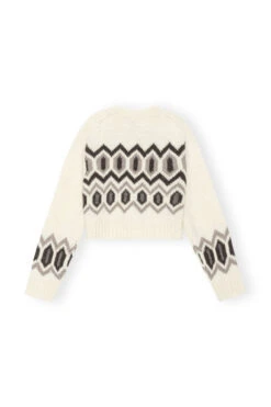 Ganni CHUNKY GRAPHIC WOOL CROPPED O-NECK -Fashion Clothing Store K2042 135 2 1