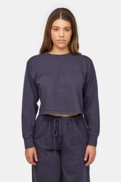 LONG SLEEVE BOXY TEE -Fashion Clothing Store LA11634 CHA 1