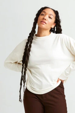 RELAXED LONG SLEEVE PULLOVER BONE