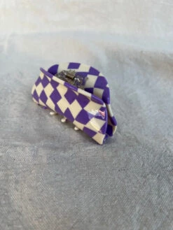 ASYMMETRICAL HAIR CLAW PURPLE CHECK -Fashion Clothing Store PhotoFeb11 35717PM