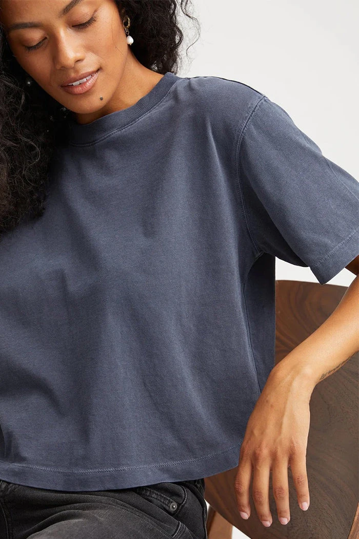 RELAXED SHORT SLEEVE CROP TEE BLUE STEEL 4 RELAXED SHORT SLEEVE CROP TEE BLUE STEEL - Image 2