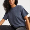 RELAXED SHORT SLEEVE CROP TEE BLUE STEEL 1 RELAXED SHORT SLEEVE CROP TEE BLUE STEEL -Fashion Clothing Store Relaxed crop long blue steel richer poorer pipe and row