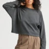 RELAXED CROP LONG SLEEVE TEE -Fashion Clothing Store Relaxed crop long sleeve stretch limo richer poorer pipe and row