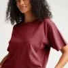 RELAXED SHORT SLEEVE CROP TEE RUBY PORT -Fashion Clothing Store Relaxed crop ruby port richer poorer pipe and row