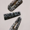 RESIN TEARDROP CUT OUT BARRETTE -Fashion Clothing Store Resin grey multi tort hair clip pipe and row