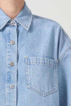 AGOLDE RONA BOX SHIRT -Fashion Clothing Store Rona denim shirt blue crop boxy tomorrow agolde pipe and row