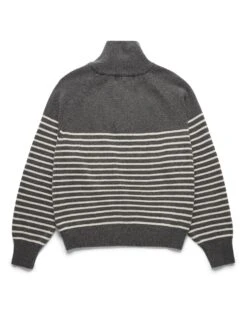 Dunst HALF ZIP-UP STRIPE KNIT -Fashion Clothing Store UDSW3C103CG CG 02.jpg 1673421064717