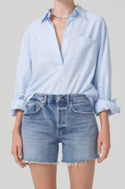CITIZENS OF HUMANITY AAVE OVERSIZED CUFF SHIRT -Fashion Clothing Store aave oversized cuff shirt oxford blue citizens Pipe and Row