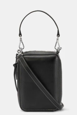 Ganni BANNER CAMERA BAG 21 Ganni BANNER CAMERA BAG -Fashion Clothing Store banner camera bag black leather ganni Pipe and Row
