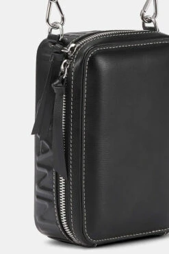 Ganni BANNER CAMERA BAG 20 Ganni BANNER CAMERA BAG -Fashion Clothing Store banner camera bag black leather ganni Pipe and Row seattle
