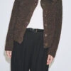 SPREAD COLLAR BOUCLE CARDIGAN -Fashion Clothing Store boucle cardigan open collar brown Mijeong Park Pipe and Row