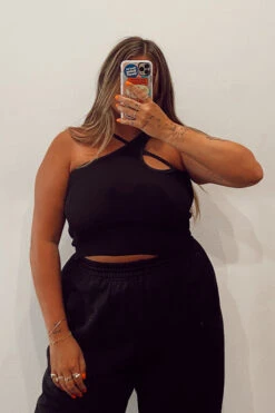 CASSIE CRISS CROSS TANK -Fashion Clothing Store cassietankribbedblackcrisscrosspipeandrowstaples