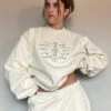 CENTERED CREW SWEATSHIRT -Fashion Clothing Store centered embroidered tofu cream evergreen palo santo pipe and row