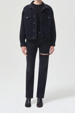 AGOLDE CHARLI OVERSIZED DENIM JACKET 9 AGOLDE CHARLI OVERSIZED DENIM JACKET -Fashion Clothing Store charli oversized denim jacket vega washed black agolde pipe and row