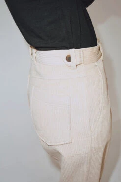 CORDUROY STRAIGHT LEG PANT 10 CORDUROY STRAIGHT LEG PANT -Fashion Clothing Store cordurouy beige light khaki straight leg trousers pants mijeong park Pipe and row