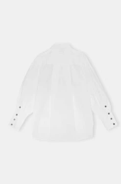Ganni COTTON POPLIN LONGSLEEVE -Fashion Clothing Store cottonpoplinballoonbuttonupsleeveshirtwhiteganniF7034 151 1