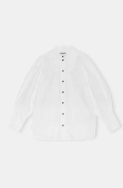 Ganni COTTON POPLIN LONGSLEEVE -Fashion Clothing Store cottonpoplinballoonsleevecollaraedshirtwhiteF7034 151 1