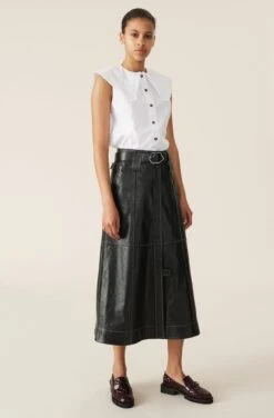 Ganni COTTON POPLIN SLEEVELESS -Fashion Clothing Store cottonpoplinsleevelessshirtwhiteF4715 151 2